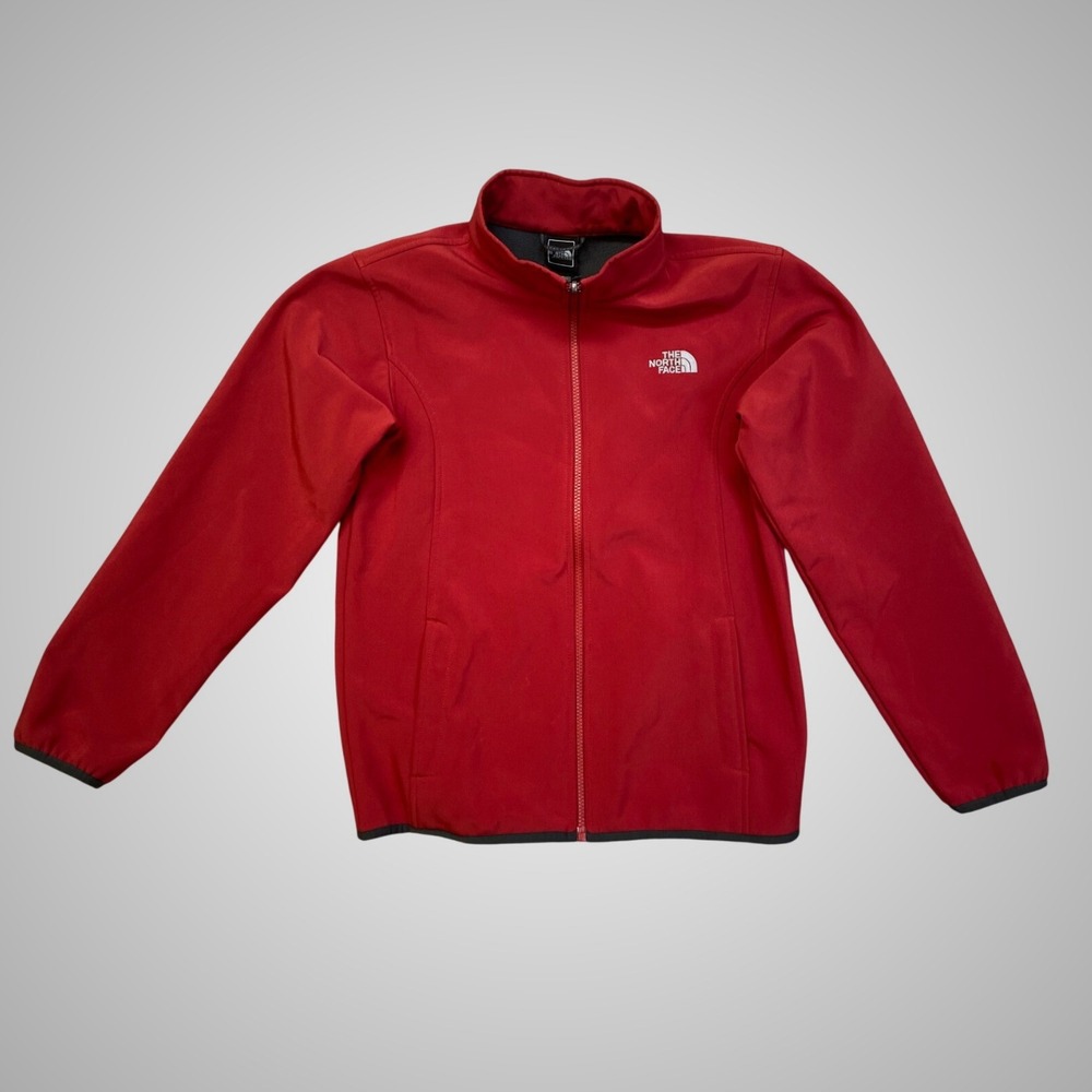 The North Face Boys Red Apex Bionic‎ Softshell Jacket Full Zip Size Large 14/16